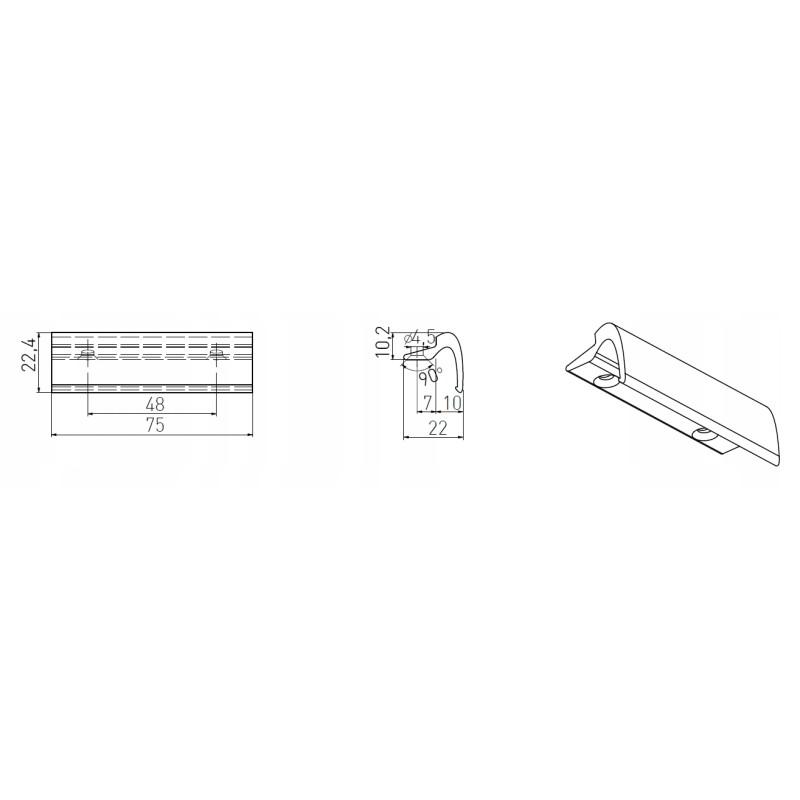 UCHWYT RĄCZKA POCHWYT ALUMINIOWY PRZYSZYBOWY 8003