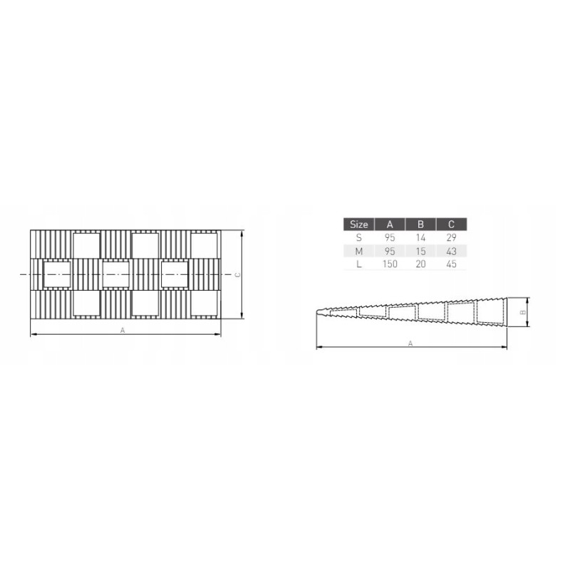 Kliny montażowe do okien drzwi 20x45x150mm 100 szt Rozmiar L 20x45x150