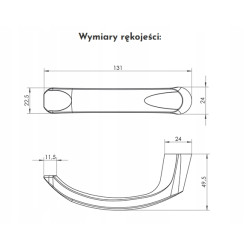 WALA Klamka do drzwi PCV Alu na długim szyldzie L92 H2S2 powłoka inox