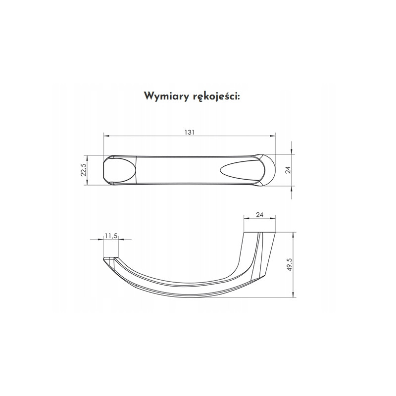 WALA Klamka do drzwi PCV Alu na długim szyldzie L92 H2S2 powłoka inox