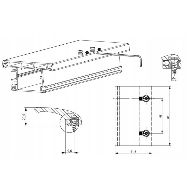 UCHWYT pochwyt palacza ALUMINIOWY DELUXE RAL9016 BIAŁY