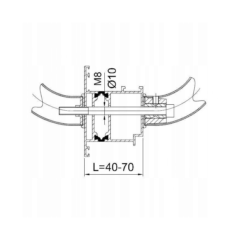 Pochwyt uchwyt WALA M2 SREBRNY 9006  antaba drzwiowa do drzwi 300mm